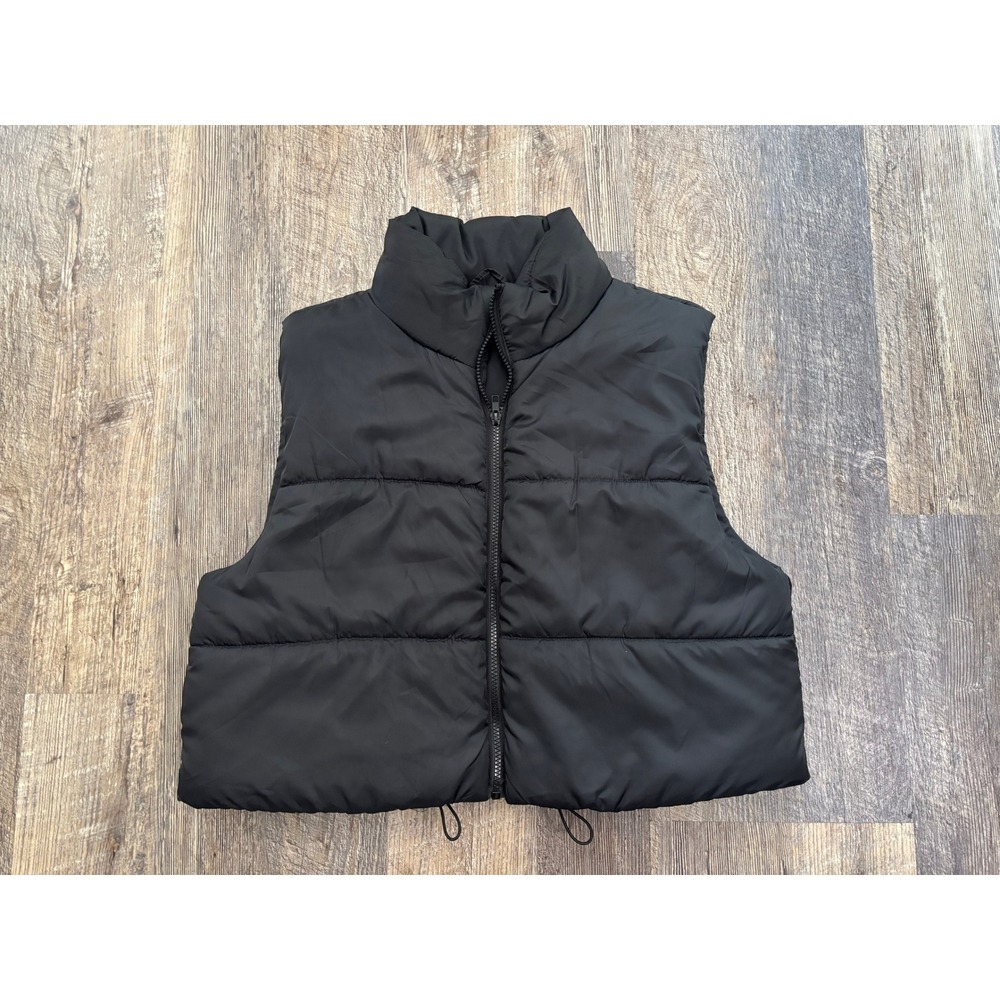 Ultra Flirt Black Cropped Puffer Vest RW729684 Sleeveless Jacket XL